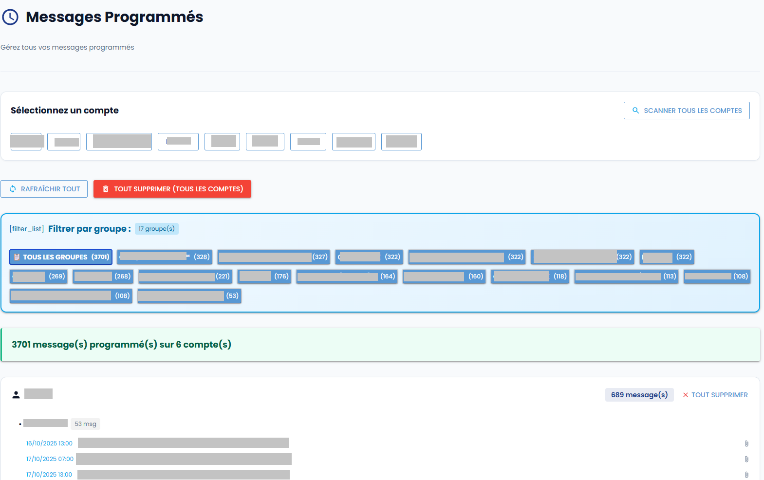 Messages programmés